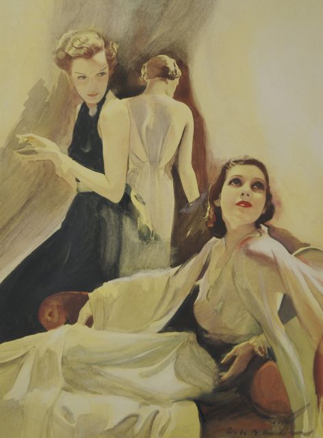 Bauer C.J.  | Three ladies, watercolour on paper 35.8 x 26.7 cm, signed l.r. and painted ca. 1938