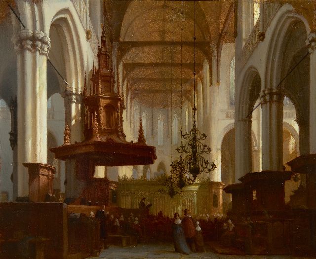 Jan Jakob Schenkel | In the Nieuwe Kerk in Amsterdam, oil on panel, 30.5 x 36.8 cm, signed l.r.