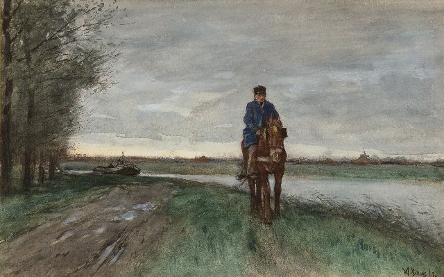 Anton Mauve | The barge tow, watercolour on paper, 25.5 x 40.9 cm, signed l.r. and dated '74
