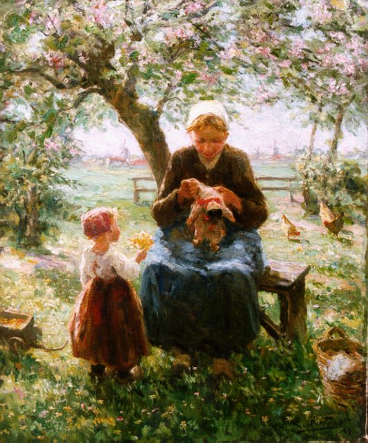 Pieters E.  | Mother's little helper, oil on canvas 75.2 x 64.1 cm, signed l.r. and dated '23