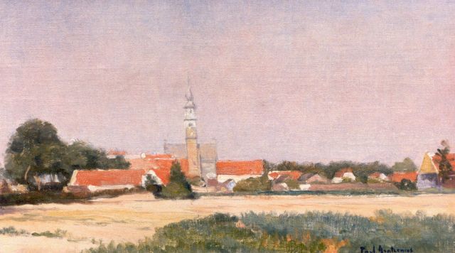 Arntzenius P.  | A view of Veere, oil on canvas laid down on panel 25.5 x 44.8 cm, signed signed l.r.