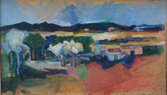 Wim Oepts | Landscape in the South of France, pencil and gouache on paper, 34.3 x 57.0 cm, signed l.r. and dated 1970