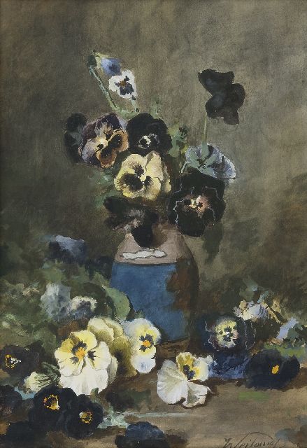 Johannes Weiland | Violets, watercolour on paper, 46.0 x 32.3 cm, signed l.r.