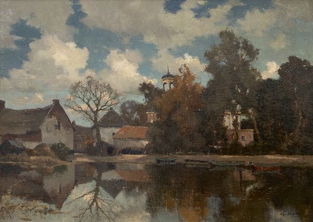 Arend Jan van Driesten | Village near the water, oil on canvas, 50.5 x 70.0 cm, signed l.r.