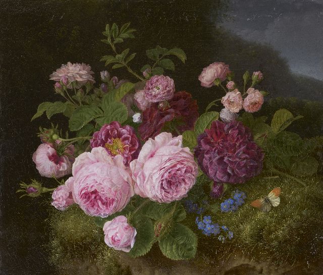 Henriëtte Knip | Roses on the forest soil, oil on canvas, 36.3 x 42.7 cm