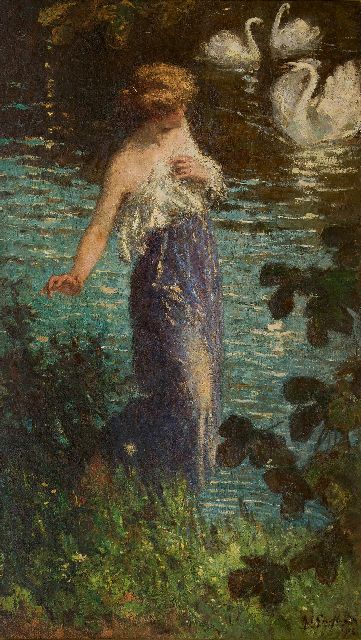 Graafland R.A.A.J.  | Le cygne méchant, oil on canvas 168.2 x 96.2 cm, signed l.r. and dated 1908