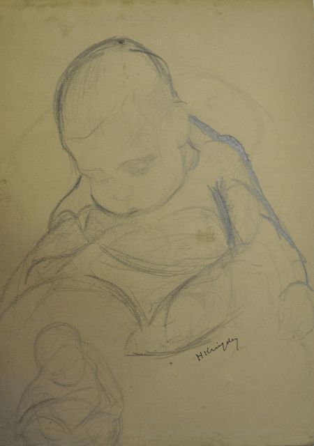 Herman Kruyder | Sleeping baby (study), pencil on paper, 17.9 x 12.7 cm, signed l.r.