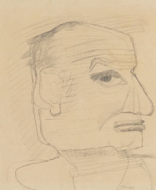 Kruyder H.J.  | Self-portrait (probably), pencil on paper 25.0 x 21.0 cm, signed l.r.