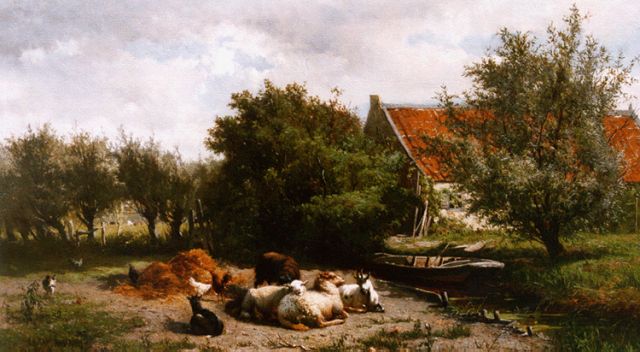 Gerard Bilders | Cattle in a landscape by a farm, oil on canvas, 45.2 x 70.0 cm, signed l.l.