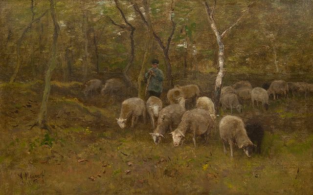 Anton Mauve | Under the trees, oil on canvas, 51.6 x 81.2 cm, signed l.l.