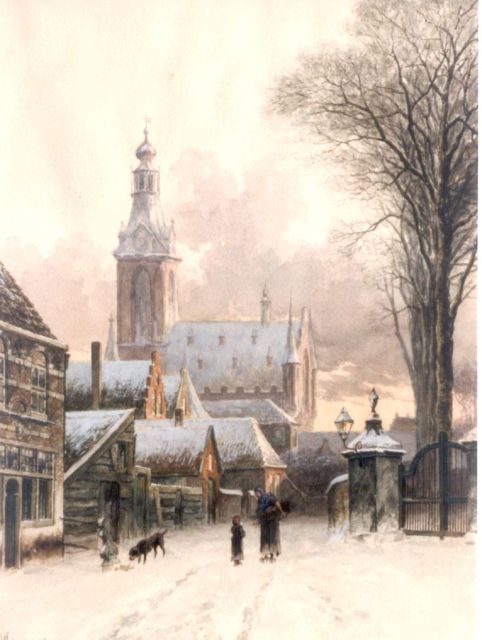 Haas Hemken W. de | A view of Heusden in winter, watercolour on paper 58.0 x 44.0 cm, signed l.l.