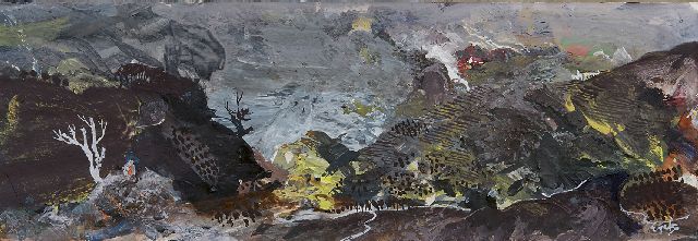 Eyck Ch.H.  | A hilly landscape, gouache on paper 12.7 x 35.6 cm, signed l.r.