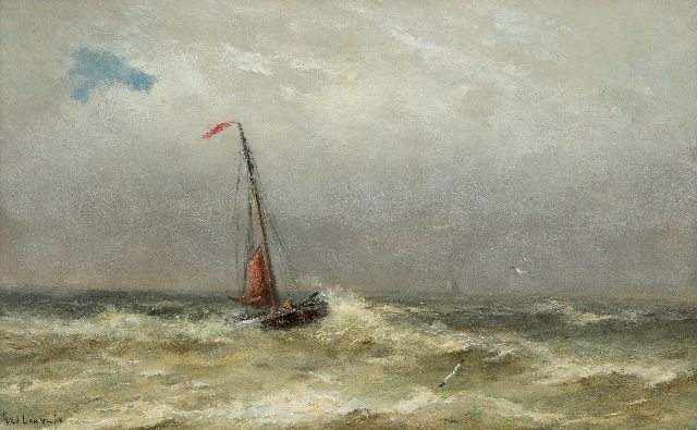 Gerard van der Laan | Fisching boat, oil on panel, 20.1 x 32.5 cm, signed l.l.