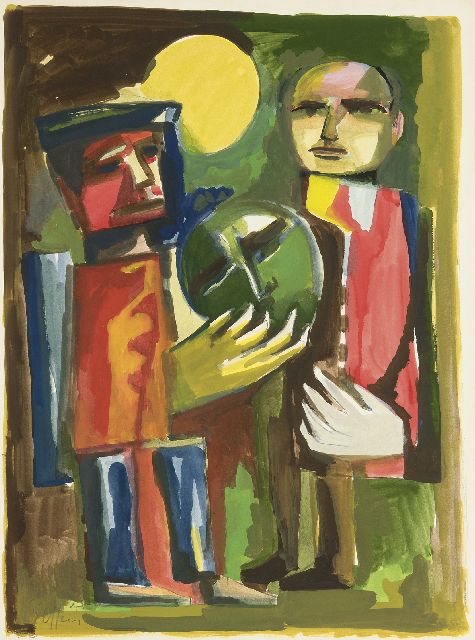 Elffers D.C.  | Two figures, gouache on paper 74.8 x 55.4 cm, signed l.l. and dated '58