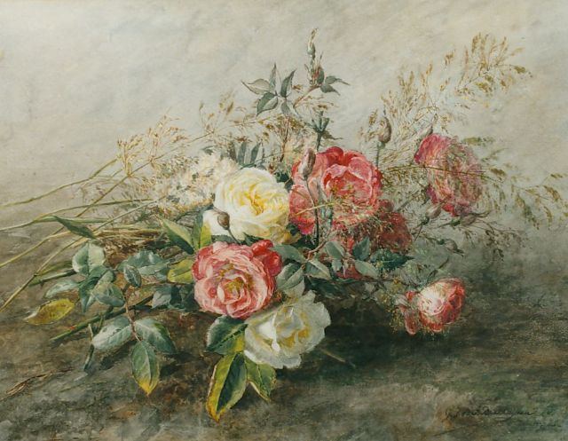 Gerardine van de Sande Bakhuyzen | Bouquet of roses, watercolour on paper, 36.0 x 46.0 cm, signed l.r.
