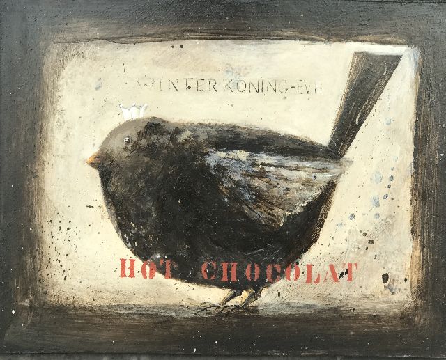 Hemert E. van | Winterkoning, acrylic on board 20.1 x 25.3 cm, signed u.c. with initials