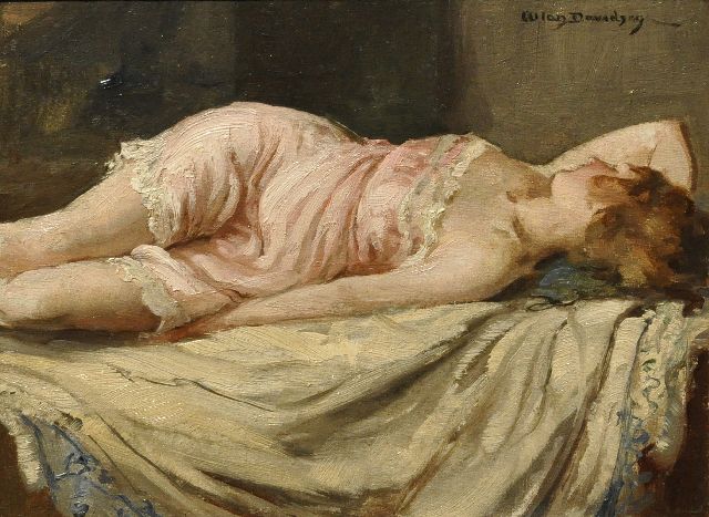 Allan Douglas Davidson | A girl asleep, oil on painter's board, 22.7 x 30.2 cm, signed u.r.