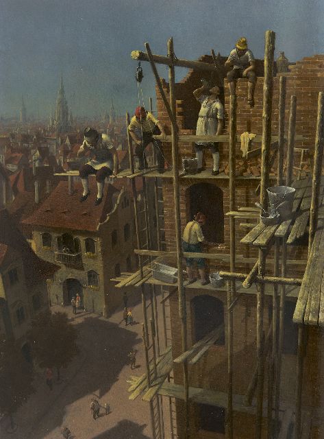 Vida Gábor | Construction site, oil on panel, 45.7 x 30.7 cm, signed l.r. with initials