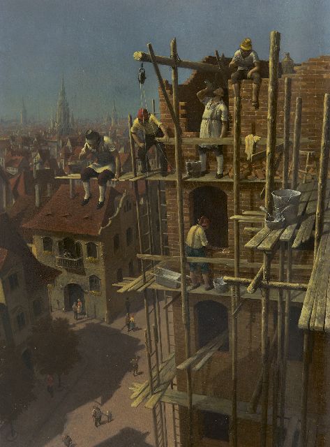 Gábor V.  | Construction site, oil on panel 45.7 x 30.7 cm, signed l.r. with initials and ca 1985-1990