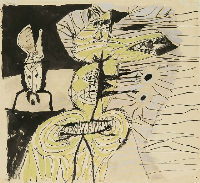 Lucebert | Untitled, Indian ink and watercolour on paper, 27.0 x 30.0 cm, painted in 1960's