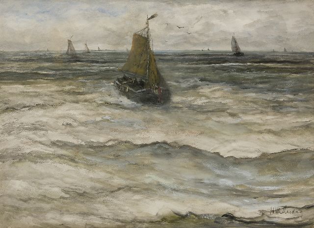 Mesdag H.W.  | Returning fishing boat, watercolour on paper 53.0 x 73.5 cm, signed l.r.