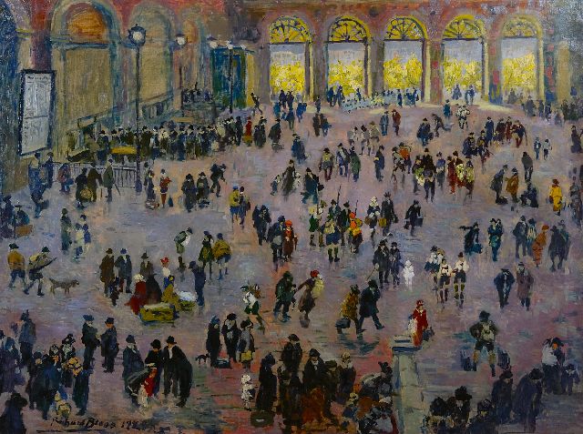 Bloos R.W.  | Rush hour in the 'Südbahnhof', Vienna, oil on canvas 90.3 x 118.2 cm, signed l.l. and dated 1929