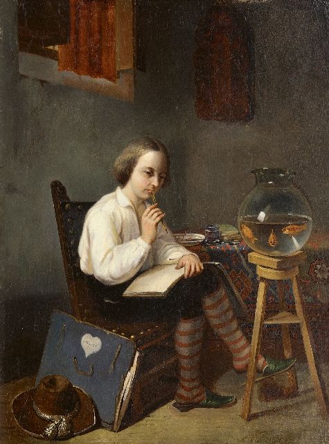 Toussaint A.P.  | The young artist, oil on panel 41.7 x 31.3 cm, signed l.r.