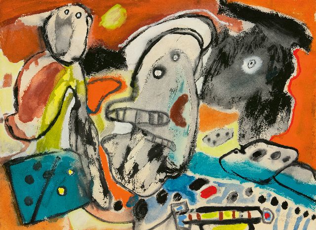 Lucebert | Composition with figures, gouache on paper, 54.8 x 74.5 cm, signed l.r. and dated 'mrt '63'