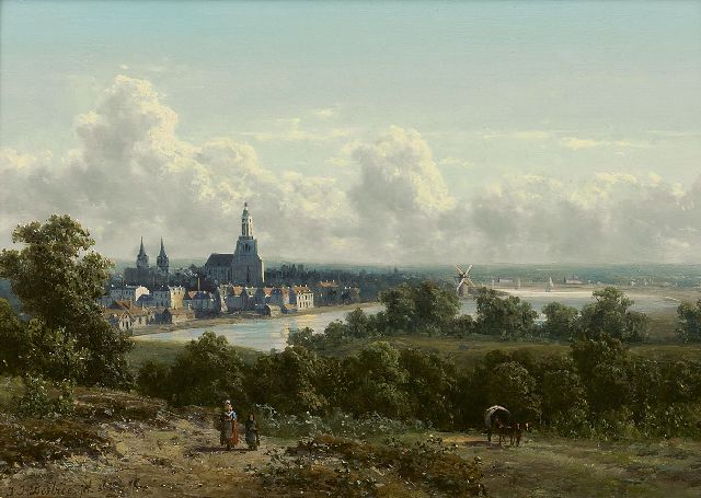 Johannes Josephus Destrée | A view of Arnhem and the river Rijn, oil on panel, 26.3 x 36.1 cm, signed l.l. and dated '56