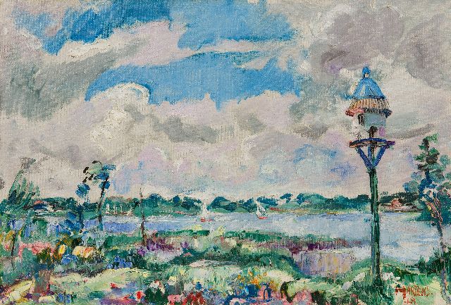 George Martens | View  of the Paterswoldse Lake with sailing boats, oil on canvas, 34.6 x 51.0 cm, signed l.r. and dated '29