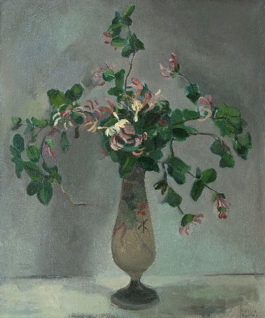 Kuijten H.J.  | Honeysuckle in a vase, oil on canvas 66.4 x 55.5 cm, signed l.r.