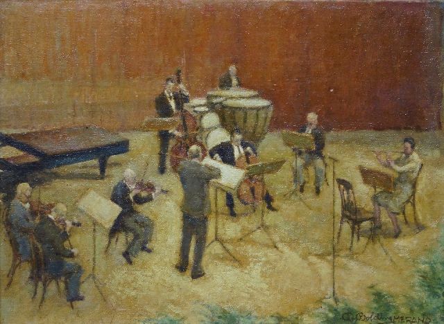 Bolding C.  | Music band of the Merano Kurhaus, Italy, oil on canvas 37.2 x 52.3 cm, signed l.r.