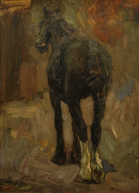 Jurres J.H.  | A horse resting, oil on board 63.9 x 46.6 cm, signed l.l.