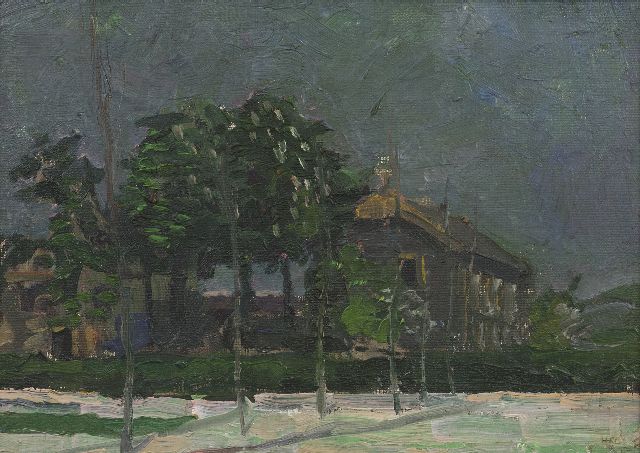 Kamerlingh Onnes H.H.  | Chestnut trees, oil on board 24.9 x 34.4 cm, signed l.r. with monogram and dated '51