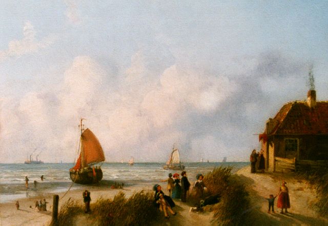 Joseph Bles | Figures on the beach, oil on panel, 20.5 x 26.0 cm, signed l.r.