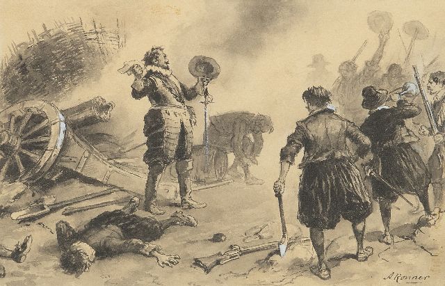 Alfred Ronner | Victory on the battle field, ink and gouache on paper, 14.7 x 21.7 cm, signed l.r.