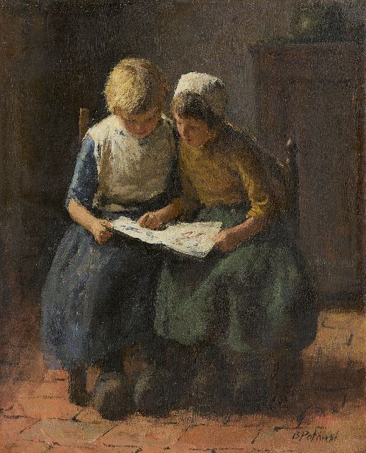Bernard Pothast | Looking at the pictures, oil on canvas, 31.2 x 25.5 cm, signed l.r.