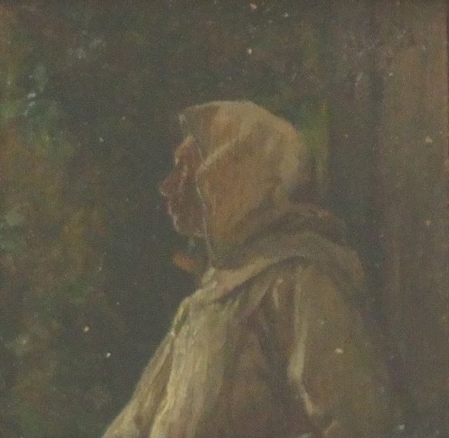 Berne-Bellecour (toegeschreven aan)   | Monk, oil on cardboard 8.5 x 8.5 cm