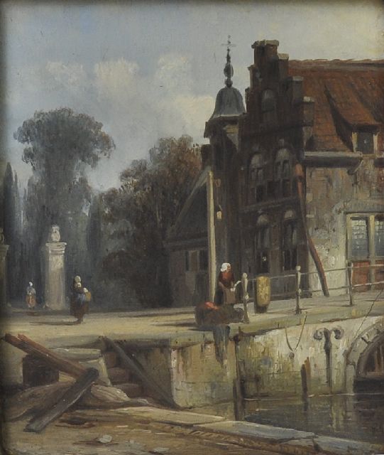 Bommel E.P. van | Town view, oil on panel 12.0 x 16.0 cm