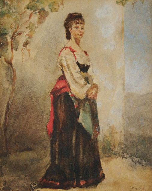 Johannes Anthonie Balthasar Stroebel | Italienne, watercolour on paper, 28.7 x 22.5 cm, signed l.r.