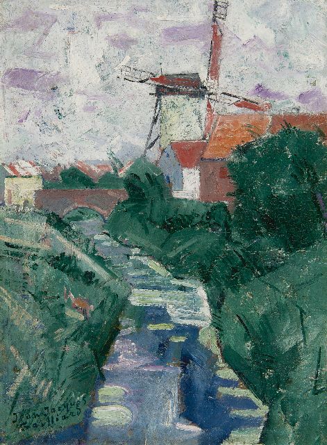 Gailliard J.J.  | Mill in Flanders, oil on canvas laid down on panel 43.5 x 32.1 cm, signed l.l.