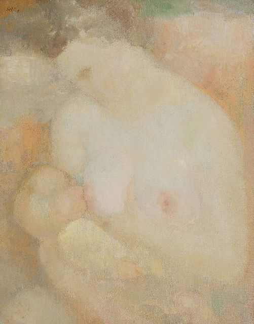 Kelder A.B.  | Mother, feeding her baby, oil on canvas 68.5 x 54.2 cm, signed u.l.