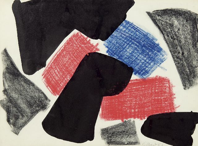 Gilbert S.  | Untitled, ink, wax crayons and black chalk on paper 27.8 x 38.0 cm, signed l.r. and dated '51