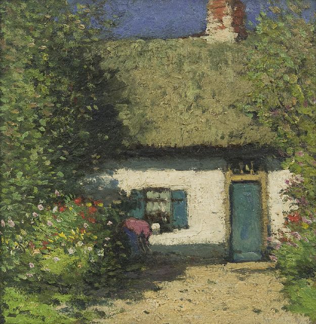 Kuijpers C.  | On the farmyard, oil on canvas laid down on panel 25.7 x 24.8 cm