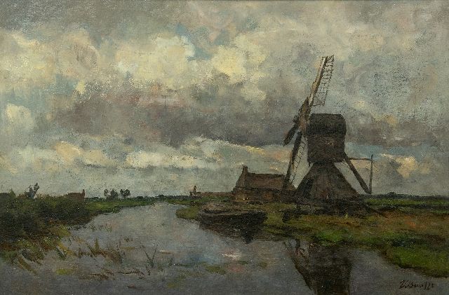 Bauffe V.  | Windmill on a canal, oil on canvas 41.8 x 61.9 cm, signed l.r.