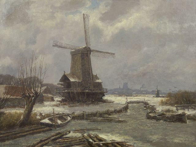 Koekkoek G.J.  | Winter landscape with a sawmill, oil on canvas 60.3 x 80.0 cm, signed l.l. and without frame