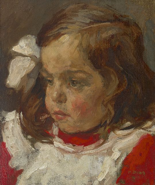 Pol Dom | Portrait of a youg girl, oil on painter's board, 29.9 x 24.8 cm, signed l.r.