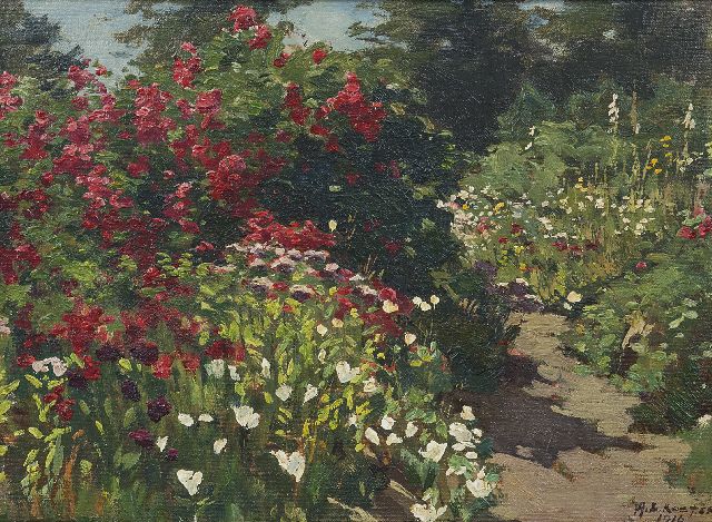 Anton Koster | In the garden, oil on canvas laid down on panel, 28.5 x 39.0 cm, signed l.r. and dated 1916