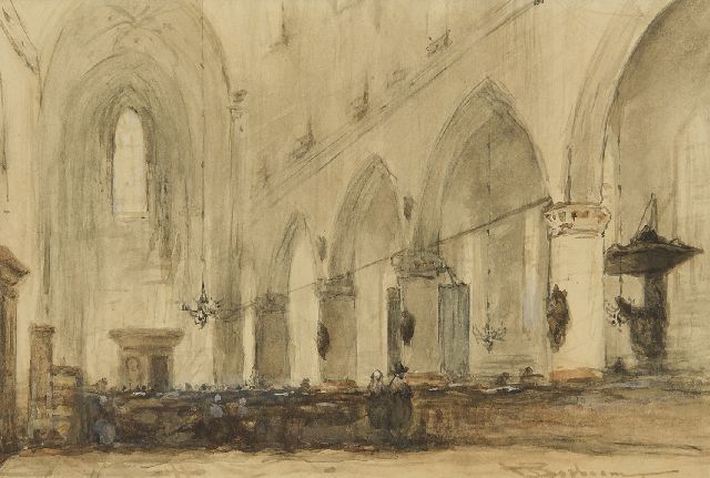 Johannes Bosboom | Kircheninnenraum, watercolour on paper, 13.0 x 19.2 cm, signed l.r.