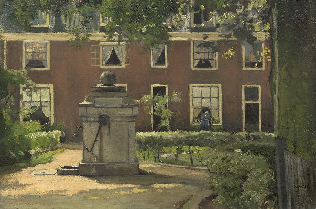 Willem Bastiaan Tholen | A sunny courtyard, oil on canvas, 40.1 x 60.7 cm, signed l.r.